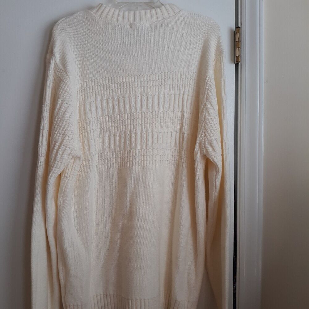 Men's Ivory Long Sleeve Henley Style Pullover Sweater Size XL Lightweight - Picture 4 of 7